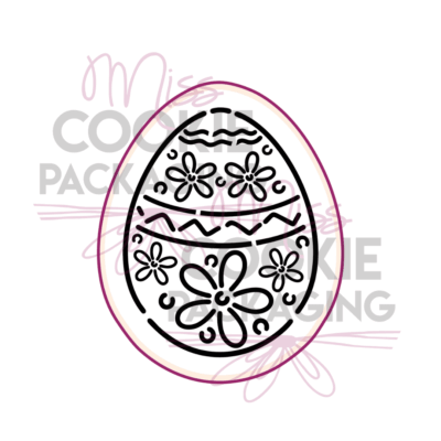 paint your own cookie cutter easter egg with lines and flowers