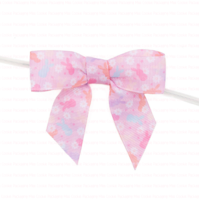 Pink Bunnies Daisies Pre-tied Bow