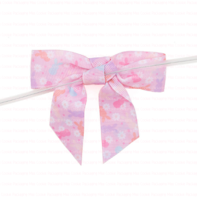 Pink Bunnies Daisies Pre-tied Bow