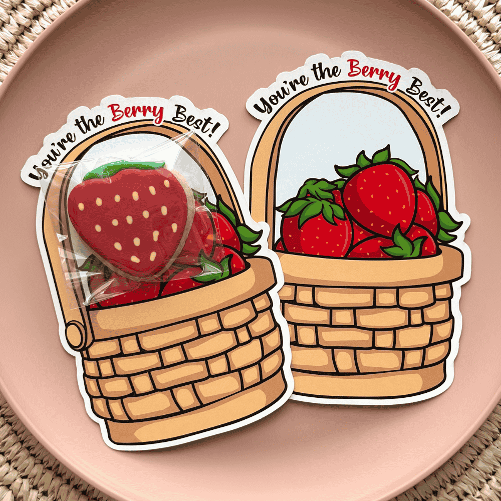 berry best die cut cookie card with strawberry cookie