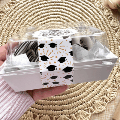 grad cap long sticker on box