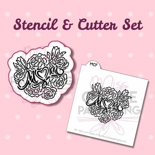 mom with flowers cutter & stencil mom with flowers cutter & stencil