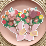 CAKE POP - Floral Bouquet Die Cut Card – Set of 25 Printed 5.25" x 7.75" Cake Pop Cards