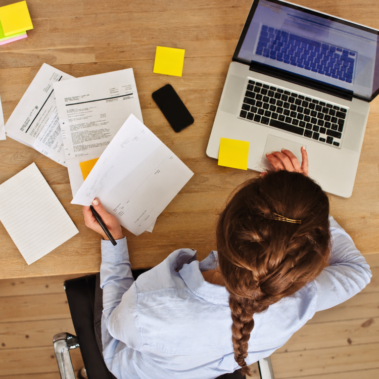 woman paying bills