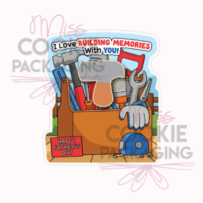 building memories with you tool box cookie card mockup