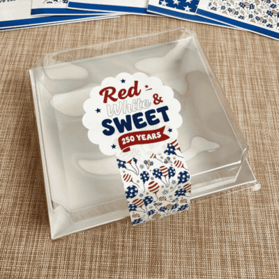 red white and sweet 250 scalloped on white box