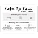 Cake Pop Care Instructions Card