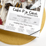 cake pop care card on bakery box
