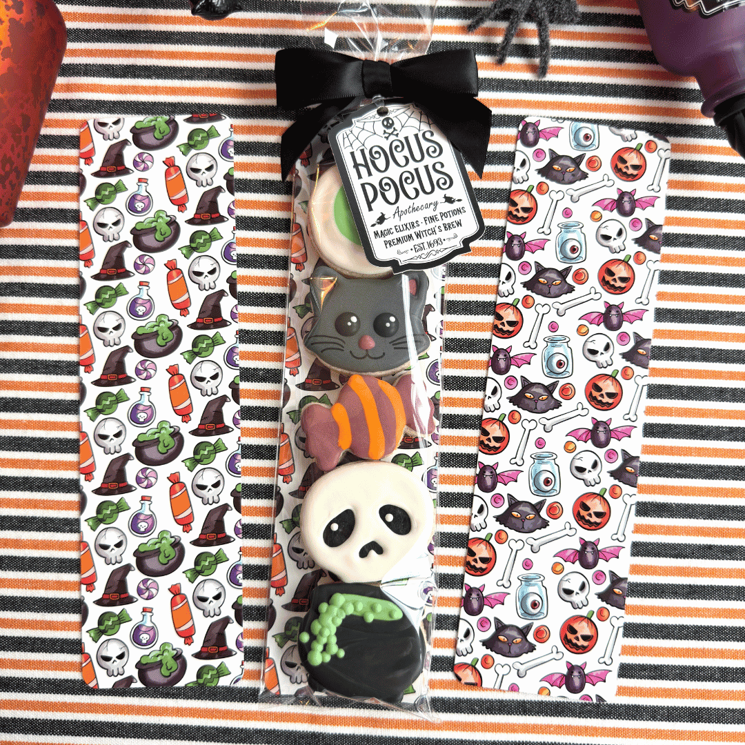 cats and cauldrons Greaseproof Backer - Cats and Cauldrons - 9.5" x 2.625" (for 3" x 12" and 3" x 13" Clear Bag) - Image 1