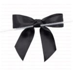 satin black bow back