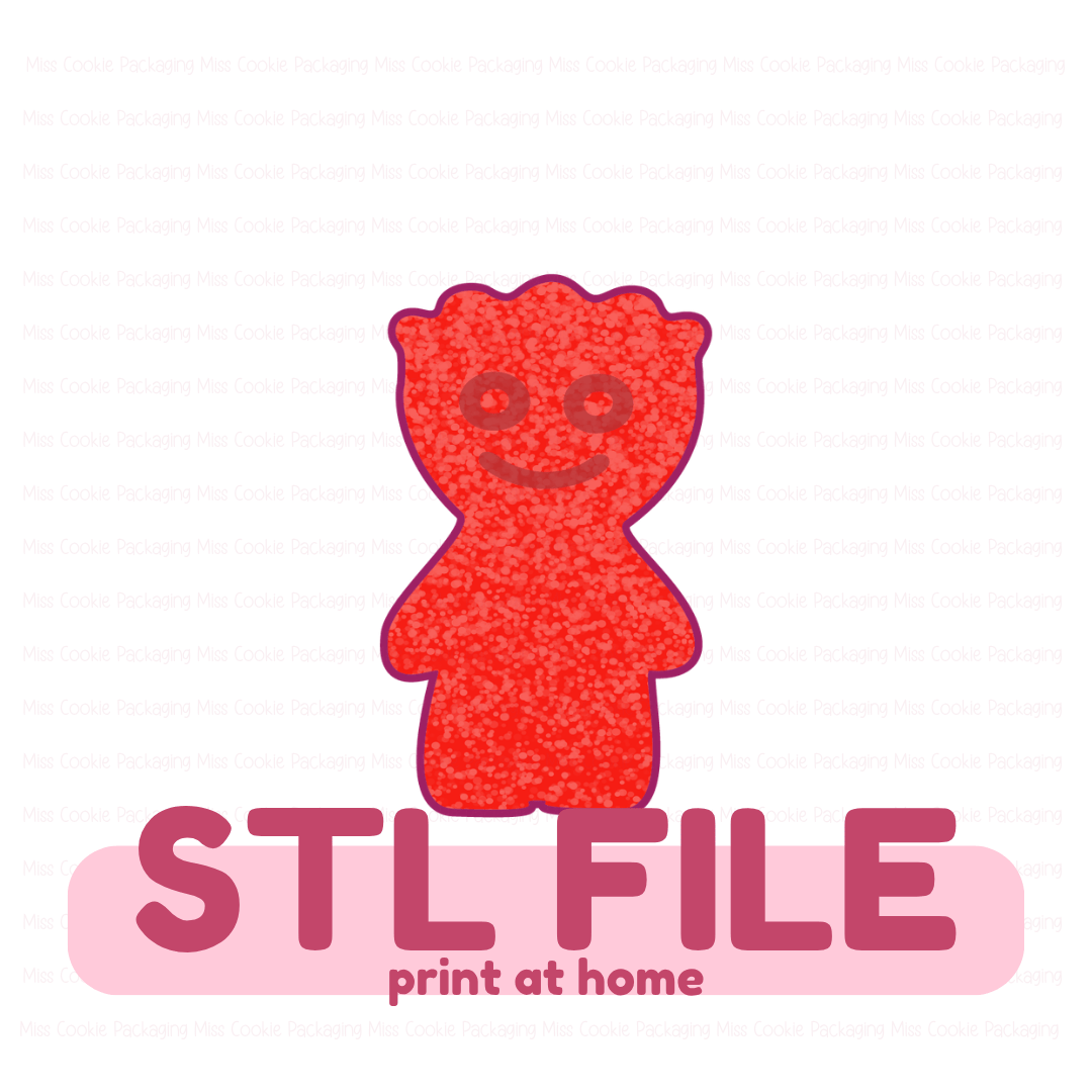 Gummy kid mini STL FILE - Digital ONLY - Mini Sour Gummy Kid - 2.5" tall x 1.5" wide Cookie Cutter - Image 1
