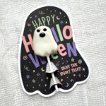 CAKE POP - "Happy Halloween" Ghost Die Cut Card – Set of 25 Printed 5" x 6.5" Cake Pop Cards