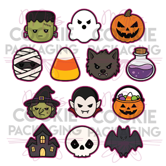 spooky halloween set EDIBLE PRINTER IMAGE - DIGITAL FILE ONLY - SPOOKY Halloween 13 Nights Matching Cookie Cutters - 13 Images - Image 1