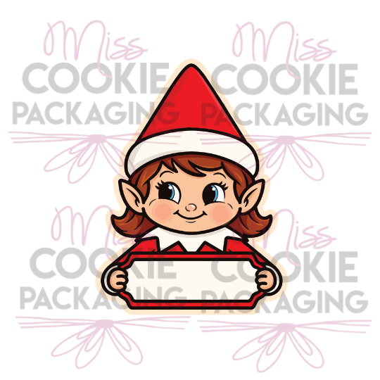 Elf girl 1 eddie EDIBLE PRINTER IMAGE - DIGITAL FILE ONLY - Girl Elf 2 Personalized Cookie Cutter - 4" tall x 3" wide - Image 1