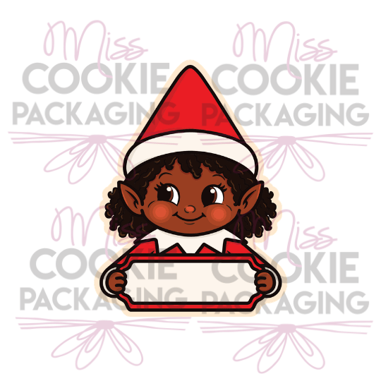 Elf girl 2 cutter eddie EDIBLE PRINTER IMAGE - DIGITAL FILE ONLY - Girl Elf 1 Personalized Cookie Cutter - 4" tall x 3" wide - Image 1