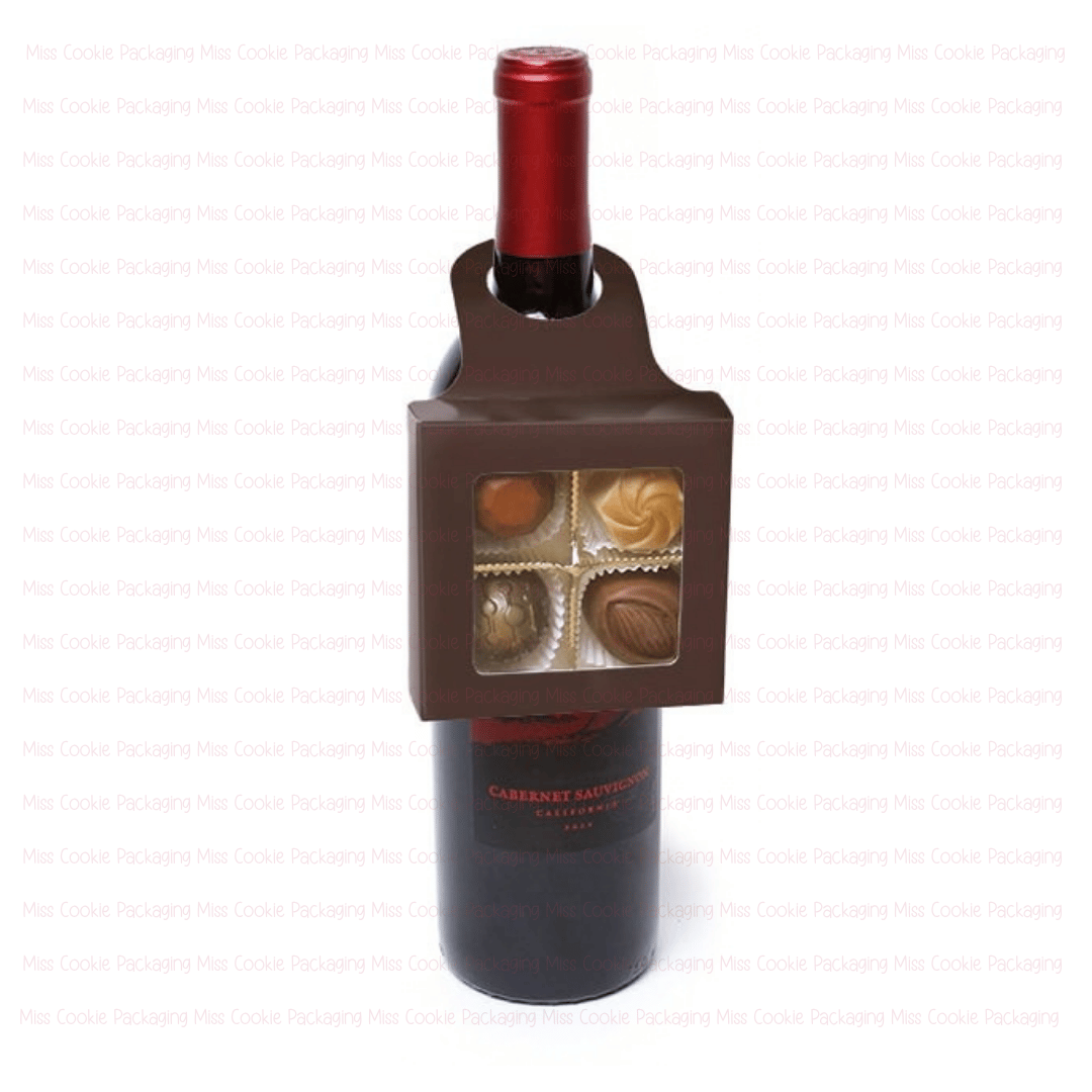 FallWinter 2026 Cake pop cards Wine Bottle Hanger Boxes - BROWN - set of 10 - 3.5" x 3.5" x 1" - Image 1