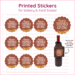 "Happy Thanksgiving" - 1 Printed Sheet - 9 Scalloped Stickers - 2.5" Round - Image 2